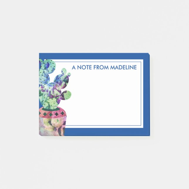 Your Text | Cute Succulent Cactus Post-it Notes (Front)