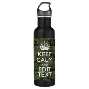 Your Text Digital Camouflage Camo Keep Calm Stainless Steel Water Bottle