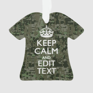 Your Text Digital Camouflage Olive Green Keep Calm Ornament