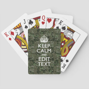 Your Text Digital Camouflage Olive Green Keep Calm Poker Cards