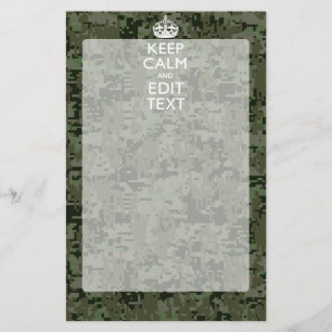 Your Text Digital Camouflage Olive Green Keep Calm Stationery
