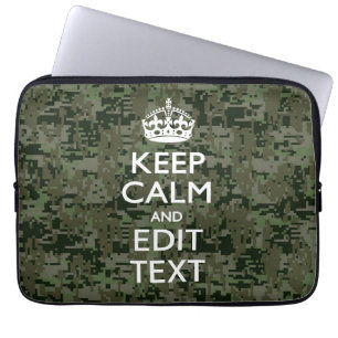 Your Text Digital Camouflage Woodland Keep Calm Laptop Sleeve