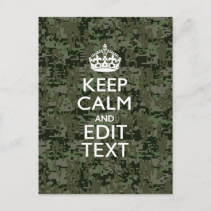 Your Text Digital Camouflage Woodland Keep Calm Postcard