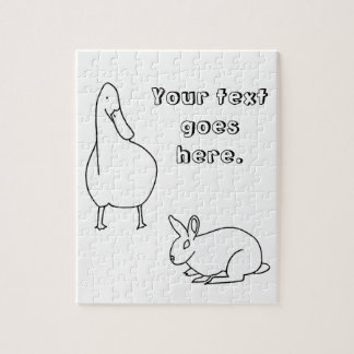 Your text, Duck and Bunny Rabbit drawing puzzles