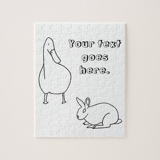 Your text, Duck and Bunny Rabbit drawing puzzles (Vertical)