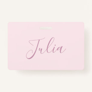 Your Text Elegant Script & Soft Blush Pink Badge