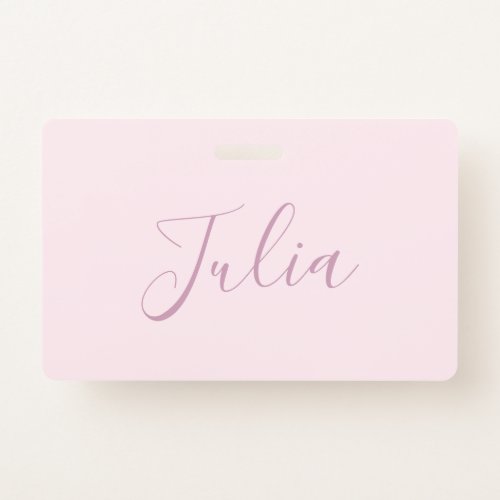 Your Text  Elegant Script  Soft Blush Pink Badge