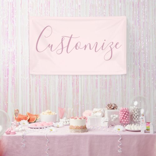 Your Text  Elegant Script  Soft Blush Pink Banner