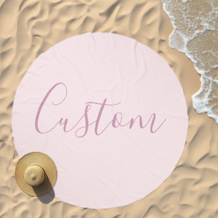 Your Text Elegant Script & Soft Blush Pink Beach Towel
