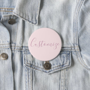 Your Text   Elegant Script & Soft Blush Pink Button