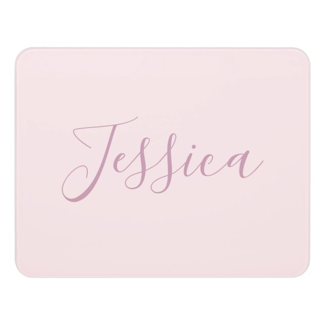 Your Text | Elegant Script & Soft Blush Pink Door Sign (Contemporary Front)