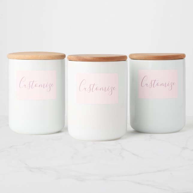Your Text | Elegant Script & Soft Blush Pink Food Label (Bottles)