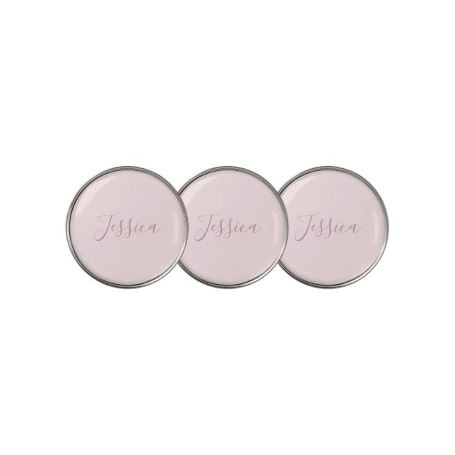 Your Text | Elegant Script & Soft Blush Pink Golf Ball Marker (3 Up)
