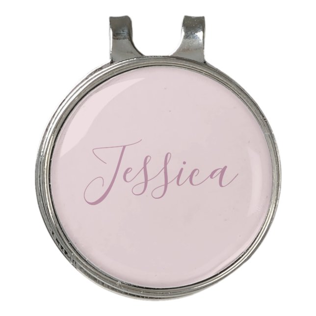 Your Text | Elegant Script & Soft Blush Pink Golf Hat Clip (Front)
