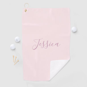 Your Text Elegant Script & Soft Blush Pink Golf Towel