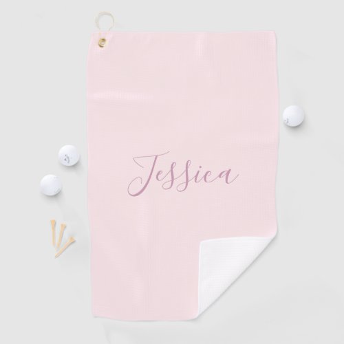 Your Text  Elegant Script  Soft Blush Pink Golf Towel