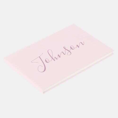 Your Text  Elegant Script  Soft Blush Pink Guest Book