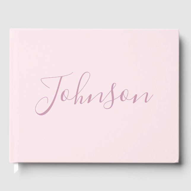 Your Text | Elegant Script & Soft Blush Pink Guest Book (Front)
