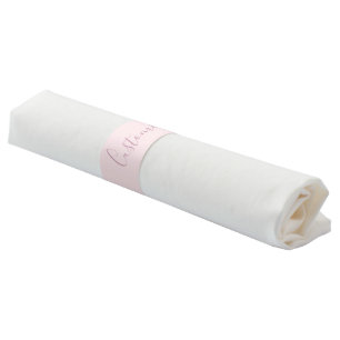 Your Text   Elegant Script & Soft Blush Pink Napkin Bands