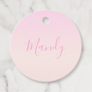 Your Text   Elegant Script & Soft Blush Pink Ombre Favor Tags