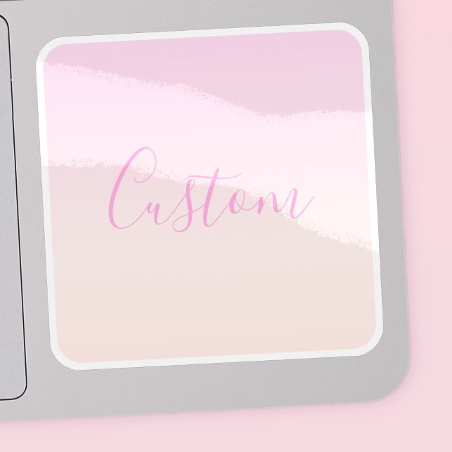 Your Text | Elegant Script & Soft Blush Pink Ombre Sticker (Creator Uploaded)