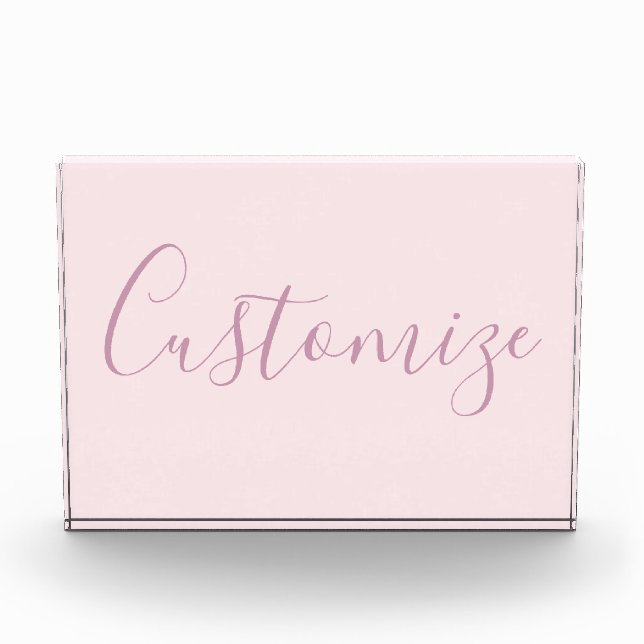 Your Text | Elegant Script & Soft Blush Pink Photo Block (Front)
