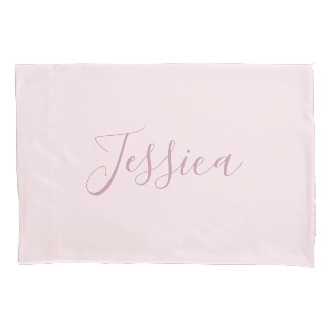 Your Text | Elegant Script & Soft Blush Pink Pillow Case (Front)