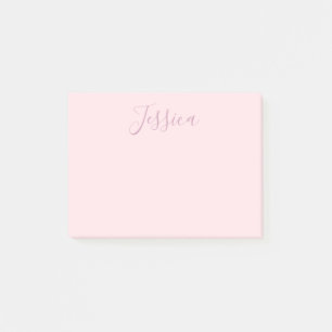Your Text Elegant Script & Soft Blush Pink Post-it Notes