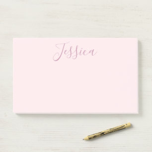 Your Text Elegant Script & Soft Blush Pink Post-it Notes
