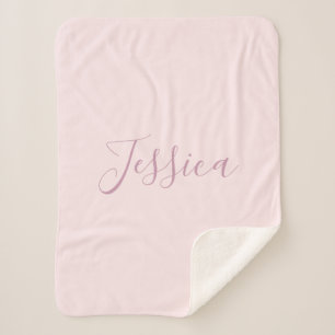 Your Text Elegant Script & Soft Blush Pink Sherpa Blanket