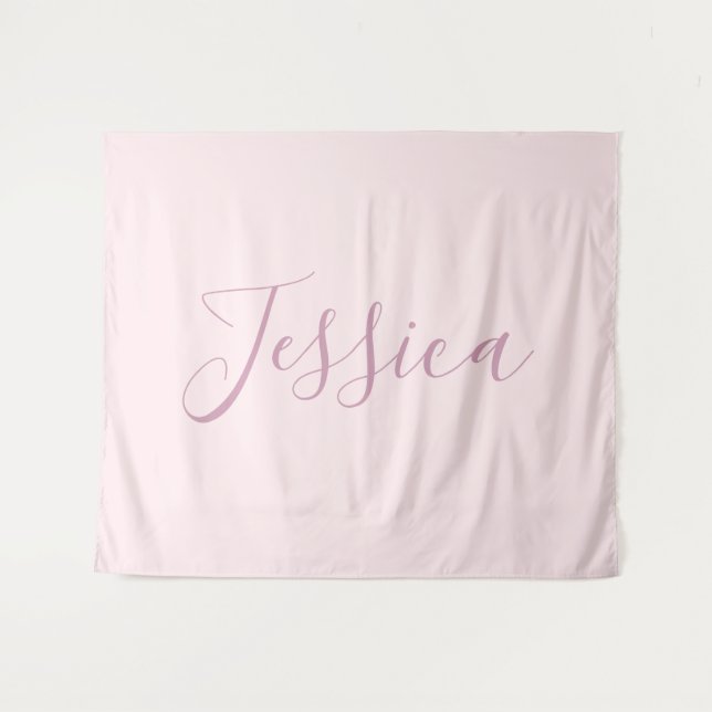 Your Text | Elegant Script & Soft Blush Pink Tapestry (Front (Horizontal))