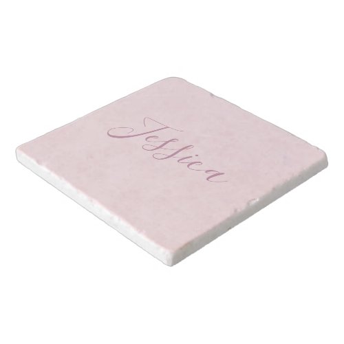 Your Text  Elegant Script  Soft Blush Pink Trivet