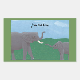 Your text, Elephant Stickers, Mother and Child Rectangular Sticker