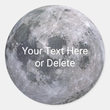 Your Text/font Beautiful Full Moon Solar System Classic Round Sticker by GalXC_Designs at Zazzle