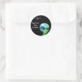 Your Text & Font Cool Green Alien Silver UFO Classic Round Sticker | Zazzle