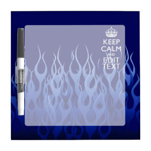 Your Text for Keep Calm on Blue Racing Flames Dry-Erase Board