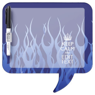 Your Text for Keep Calm on Blue Racing Flames Dry-Erase Board