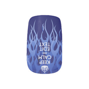 Your Text for Keep Calm on Blue Racing Flames Minx Nail Art