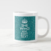 Your Text for She Who Must Be Obeyed Bling Large Coffee Mug (Right)