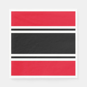 YOUR TEXT Fun Black White Racing Stripes On Red Napkins