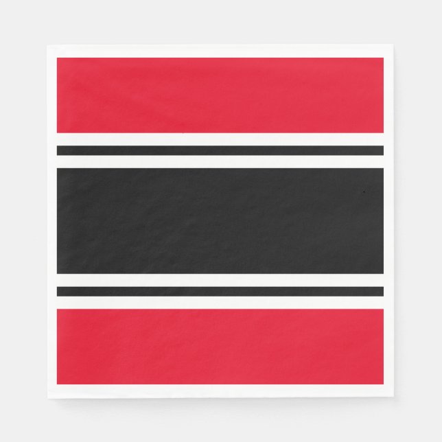 YOUR TEXT Fun Black White Racing Stripes On Red Napkins (Front)