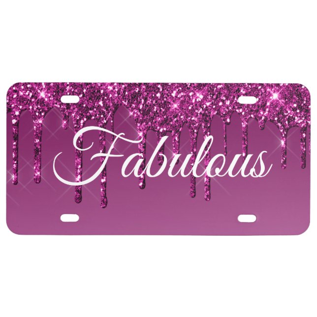 Your Text Glitter Purple License Plate (Front)