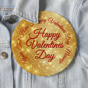 Your TEXT Gold Valentines Day Message Colossal Button