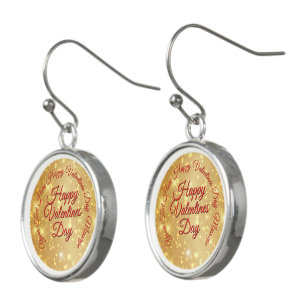 Your TEXT Gold Valentines Day Message Earrings