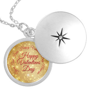 Your TEXT Gold Valentines Day Message Locket Necklace