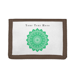 Your Text Here Custom Text Green Art Image Money Trifold Wallet
