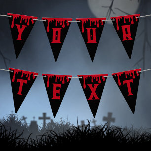 Your Text Here Red Black Dripping Blood Halloween Bunting Flags