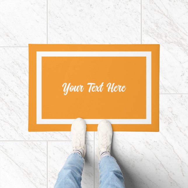 Your Text Here Script Modern Doormat Orange (Indoor)