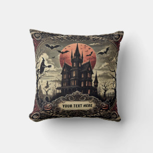 Your Text Here Vintage Halloween Throw Pillow