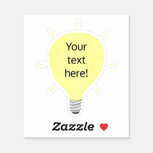 Your Text Here Vinyl Light Bulb Shape Stickers